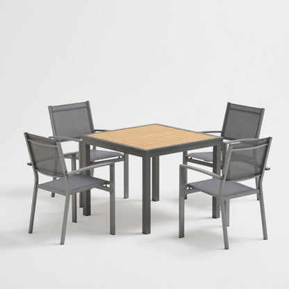 5 Piece Patio Dining Set, Table And Chairs For Outdoor Use - Gray