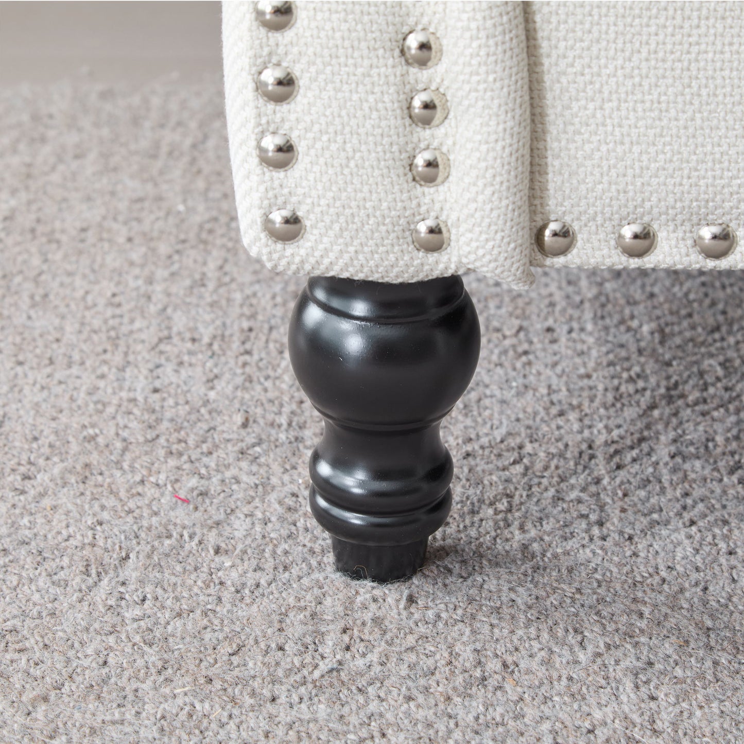 Rolled Arm Sofa With Nailhead Trim With Wooden Legs