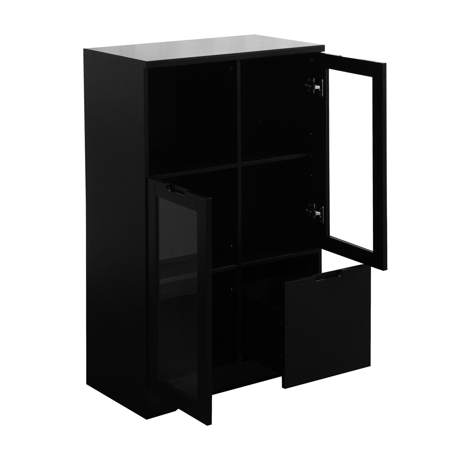 Modern Cabinet With Glass Doors And Drawer
