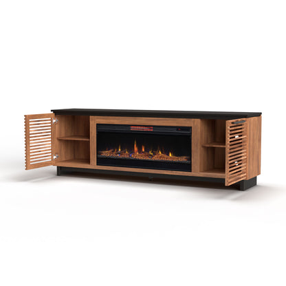 Fireplace TV Stand Console For TVs Up To 100" - Black / Bourbon