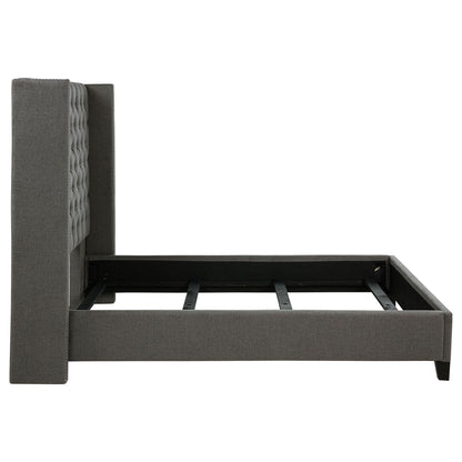 Lendra - Upholstered Wingback Bed With Tufted Headboard