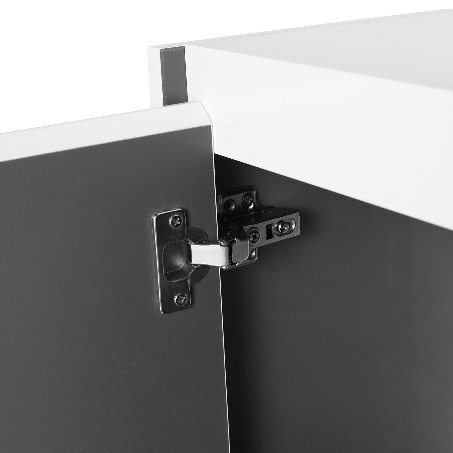 Modern Wall Mounted Bathroom Vanity With Resin Sink And Side Cabinet - Brown Ebony