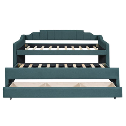 Upholstered Simple Design Daybed With Trundle And 3 Drawers