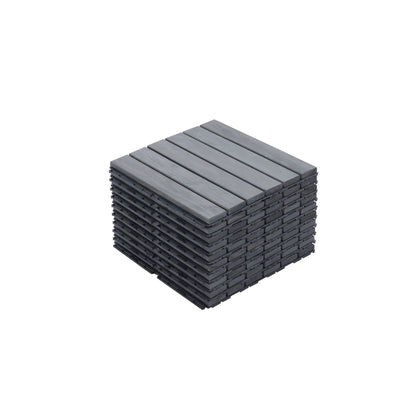 Interlocking Deck Tiles Striped Pattern, Waterproof Anti Mildew Brown