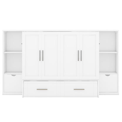 Murphy Bed With Shelves, Drawers And USB Ports