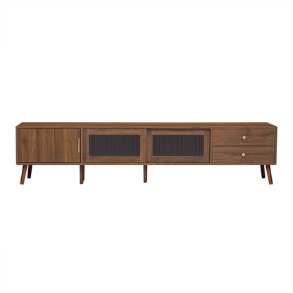 Doors TV Stand For TVs Up To 85", Entertainment Center With Storage Cabinets, TV Media Console Table For Living Room - Natural