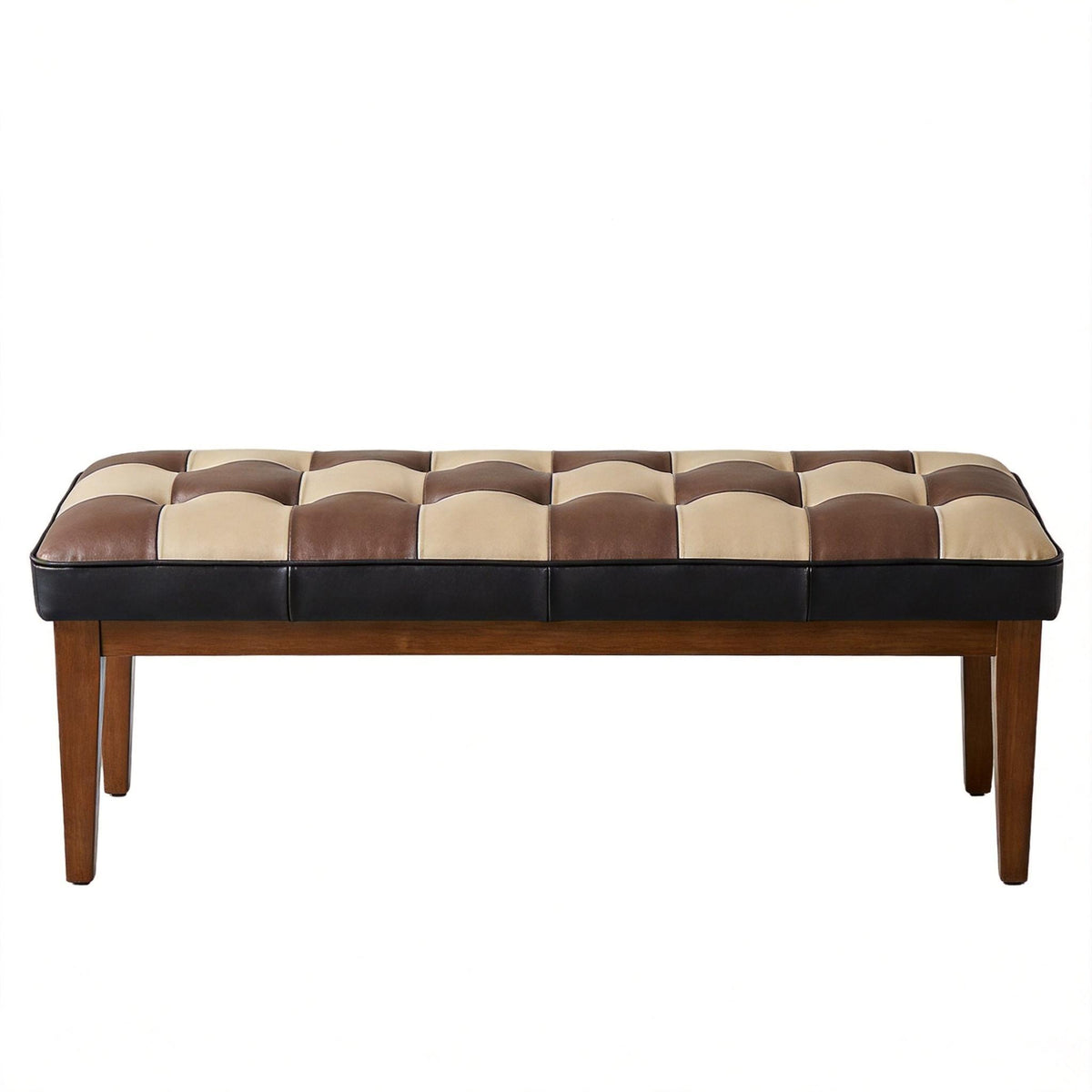 Checkered Bench For Entryway - Black / Brown / Cream