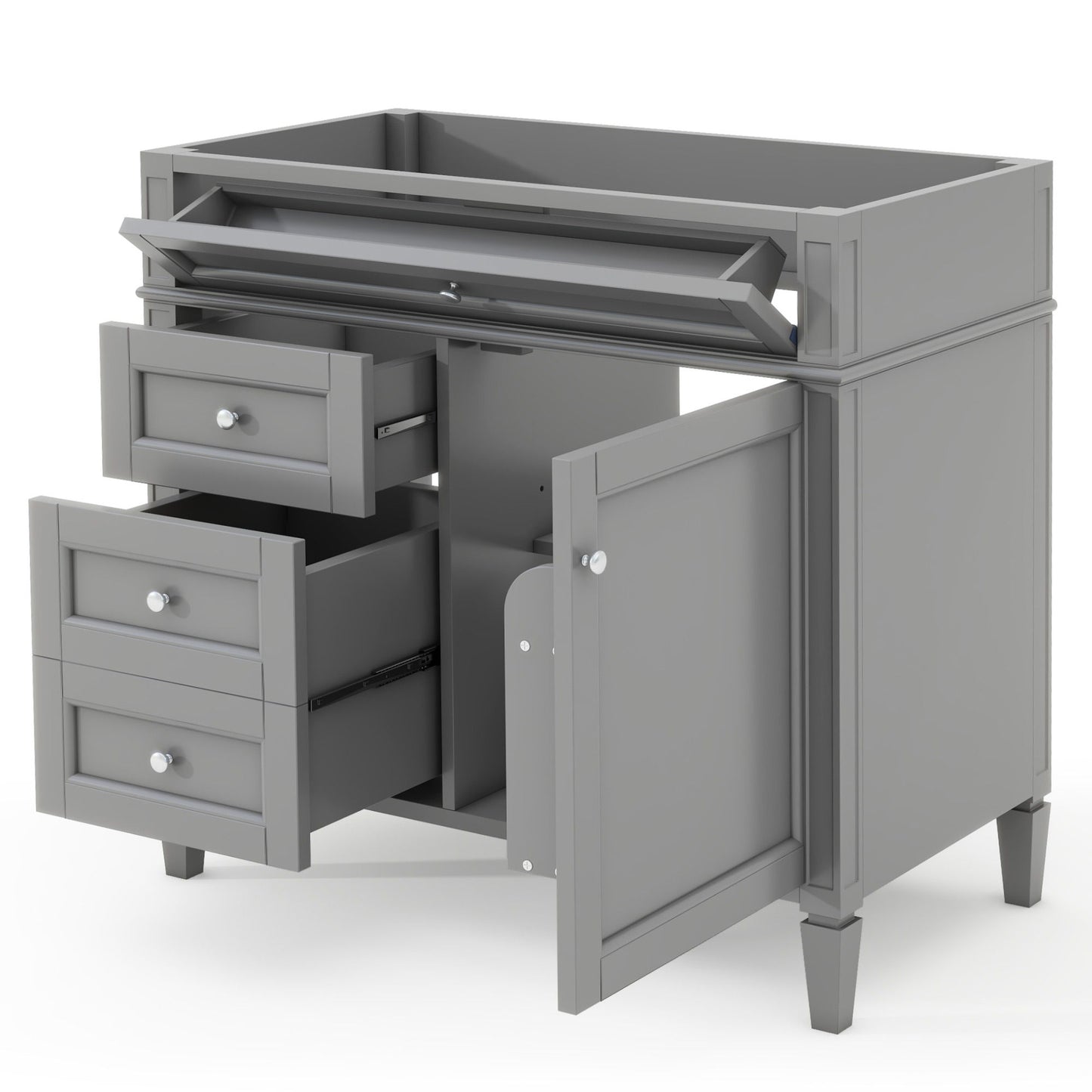 Bathroom Vanity With 2 Drawers And Tip-Out Drawer, Storage Cabinet