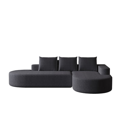 Modern Curved Sofa, L-Shaped Modular Sectional Set With 3 Pillows