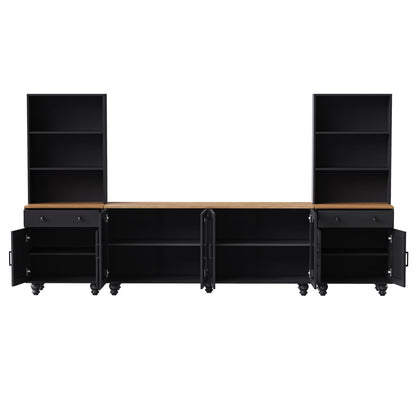 Farmhouse TV Stand With Solid Wood Gourd Shaped Legs For TVs Up To 70"