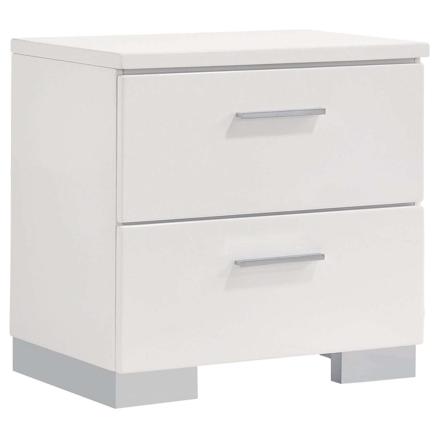 Escalon - 4 Piece Bedroom Set With Paneled Headboard Accents Upholstered - Glossy White
