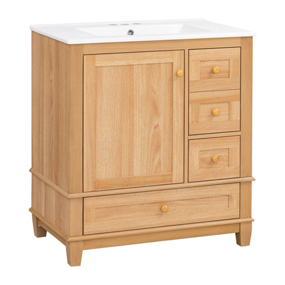 Freestanding Bathroom Vanity With Sink, Soft Close Doors & Drawers, Ample Storage - Wood
