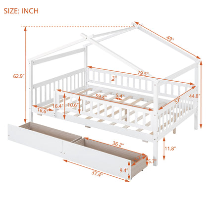 House Bed With 2 Drawers