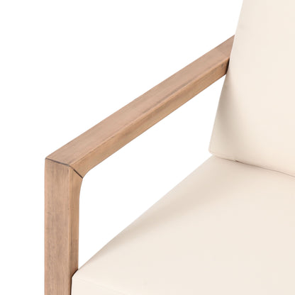 Outdoor Acacia Wood Patio Club Chair, Wood Patio Furniture, Waterproof Thick Cushion Deep Seating For Porch - Brown Wash / Beige