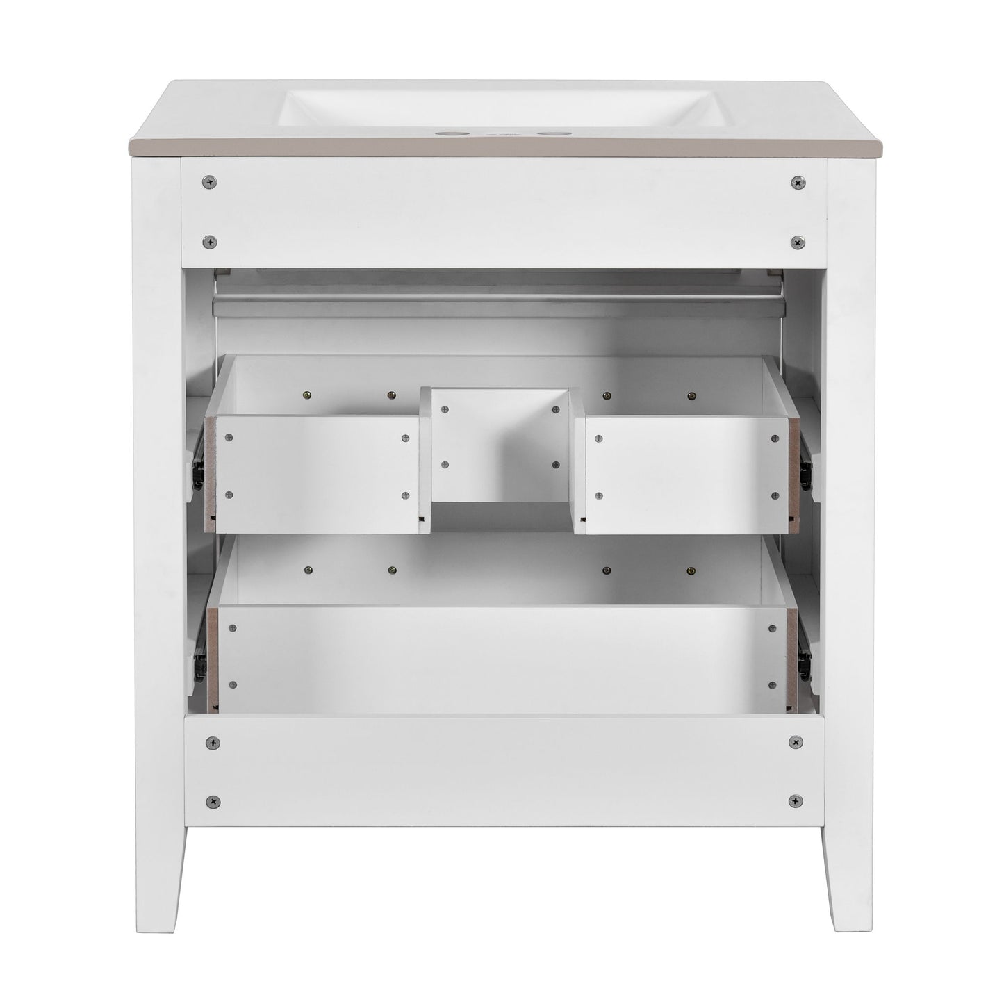 Retro Bathroom Vanity With Sink Combo, Free Standing Single Set With 3 Drawers