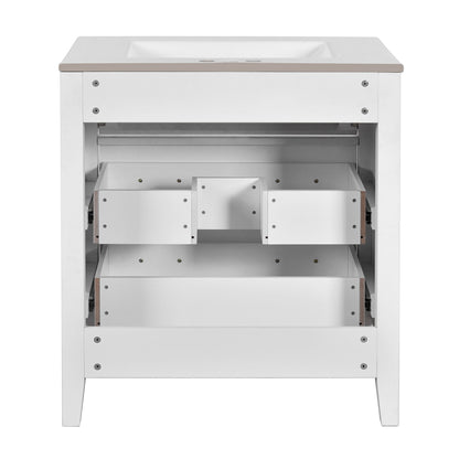 Retro Bathroom Vanity With Sink Combo, Free Standing Single Set With 3 Drawers
