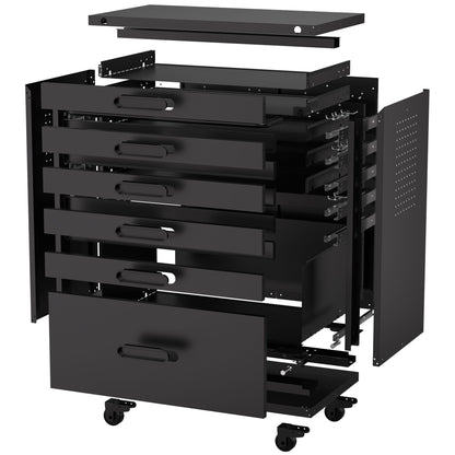 Rolling Tool Cabinet Heavy Duty Garage Storage With Lockable Doors & Drawers