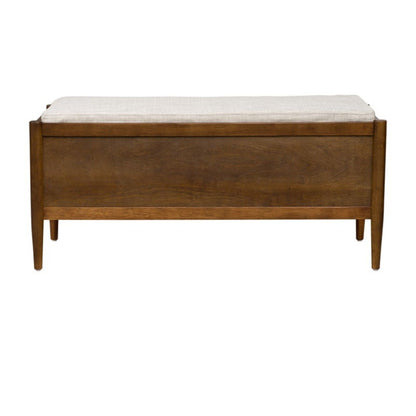 Accent Bench With Storage, Upholstered Cushion - Walnut Brown