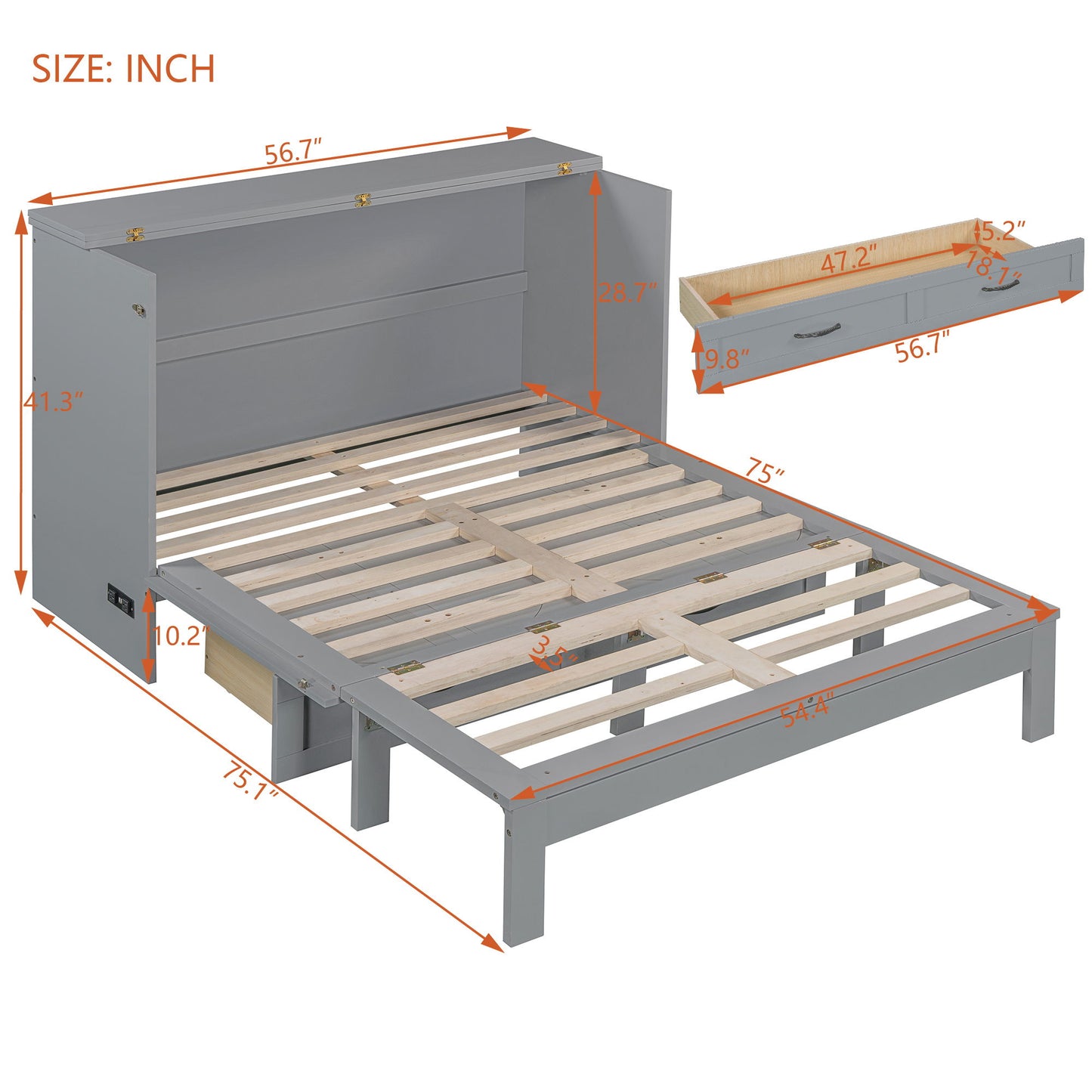 Murphy Bed With Large Drawers
