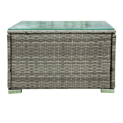 4 Piece Patio Sectional Wicker Rattan Outdoor Furniture Sofa Set With Storage Box