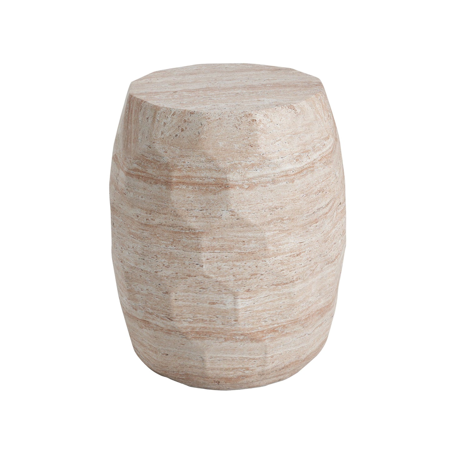 Travertine Lightweight Concrete Side Table For Indoor / Outdoor Use - Beige
