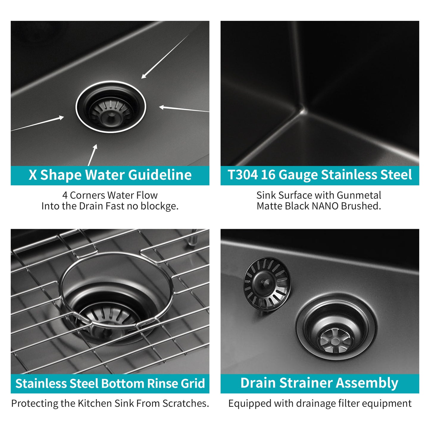 Undermount Kitchen Sink 16 Gauge Stainless Steel