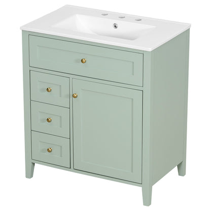 Modern Bathroom Vanity With Sink, 3 Drawers And Adjustable Shelf