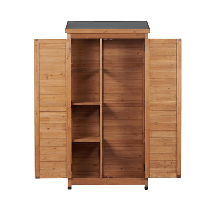 Outdoor Storage Shed With Vertical Tool Cabinet For Backyard