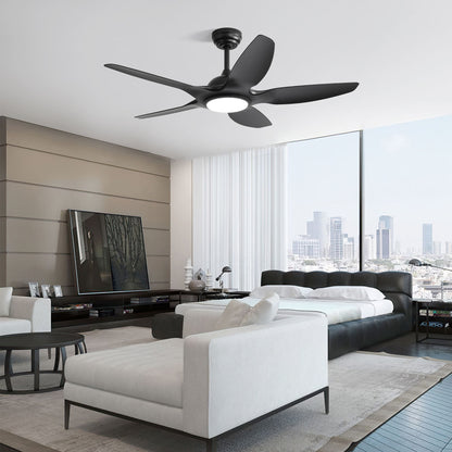 Ceiling Fan With Dimmable LED Light And Remote Control, 5 Blades DC Motor - Black
