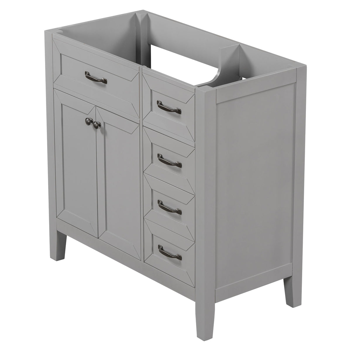 Modern Bathroom Vanity Base Only, 2 Doors And 3 Drawers