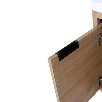 Floating Bathroom Vanity With Resin Sink And Soft Close Doors