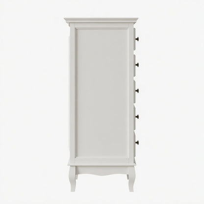 5 Drawer Tall Wide Chest Of Drawers - White