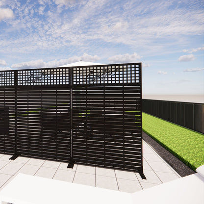 Outdoor / Indoor Divider With Freestanding Decorative Privacy Screen - Black
