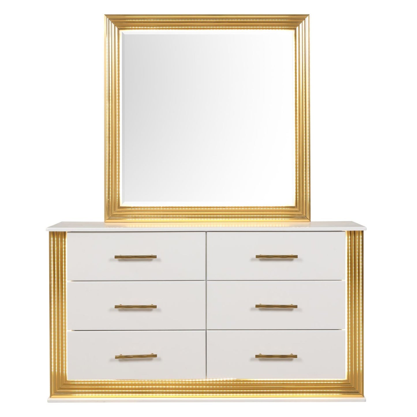 Obsession - 6 Drawer LED Dresser - White