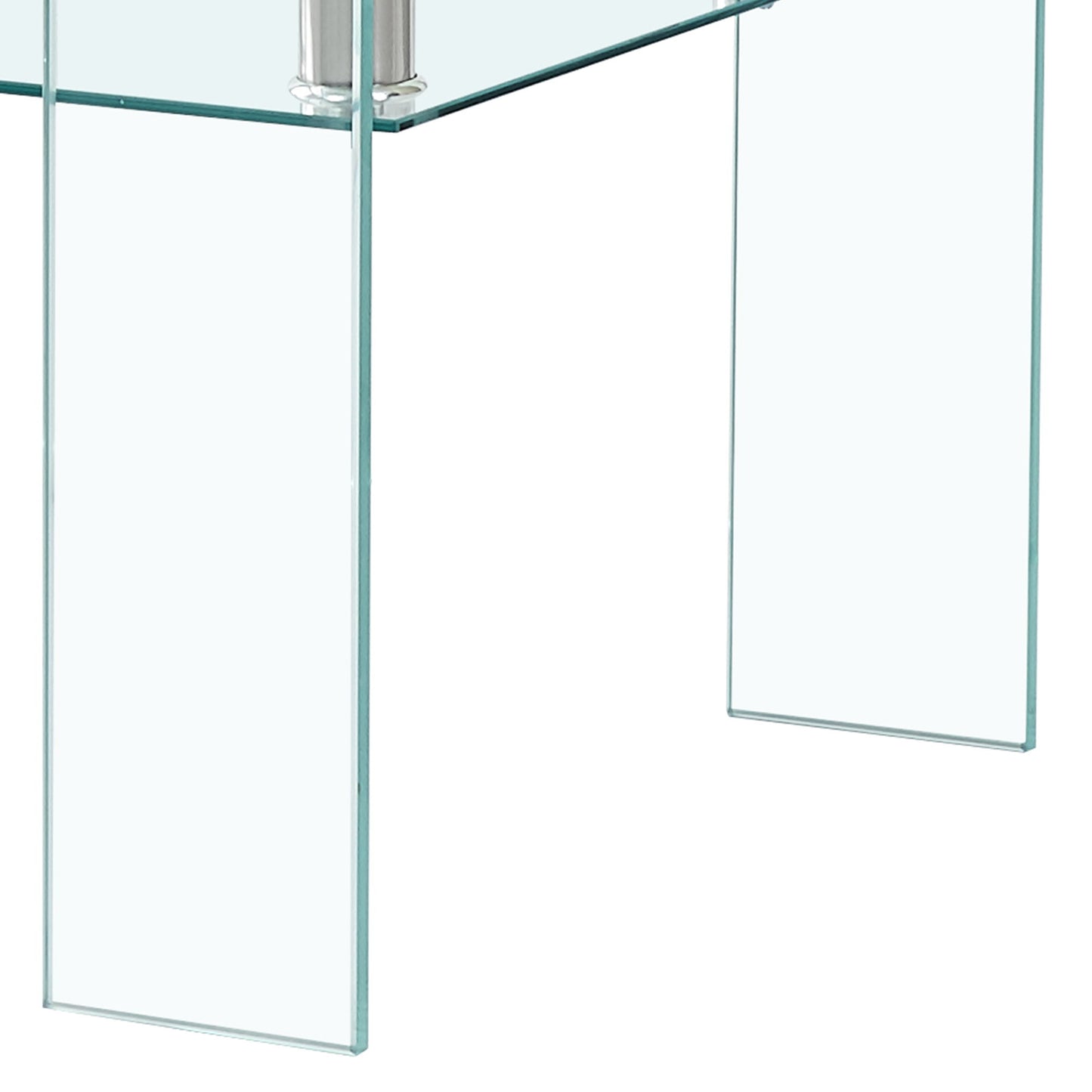 Modern Tempered Glass Coffee Table With 2 Tier Storage For Living Room