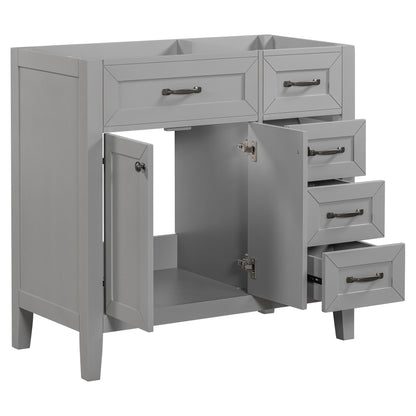 Modern Bathroom Vanity Base Only, 2 Doors And 3 Drawers