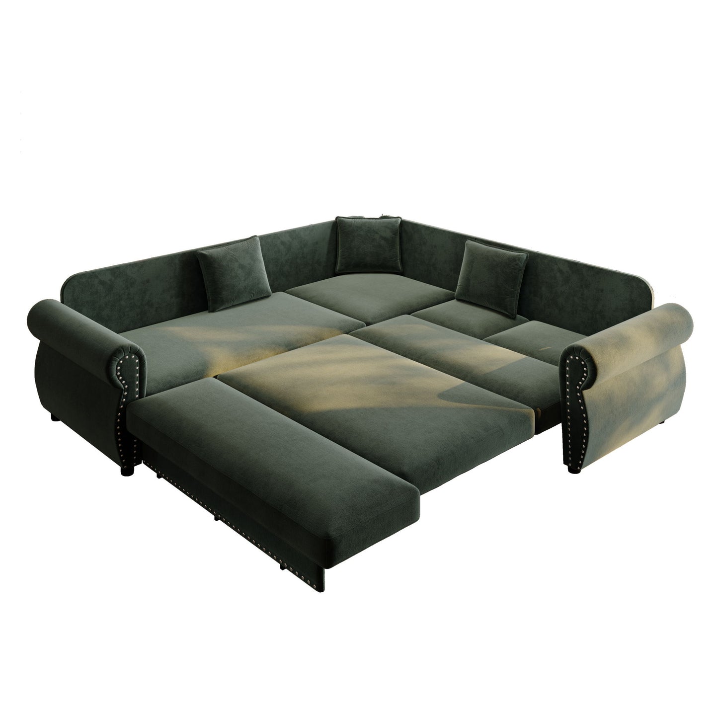 L-Shaped Sofa Couch With Pull-Out Bed