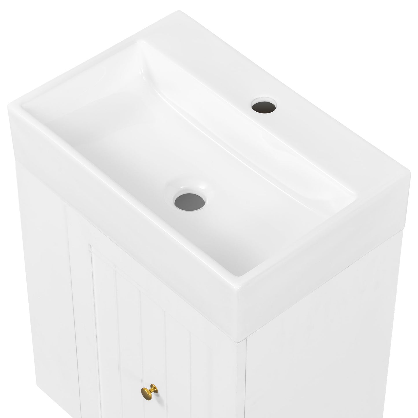 Modern Bathroom Vanity With Sink, Storage Cabinet, Drawer & Side Shelf