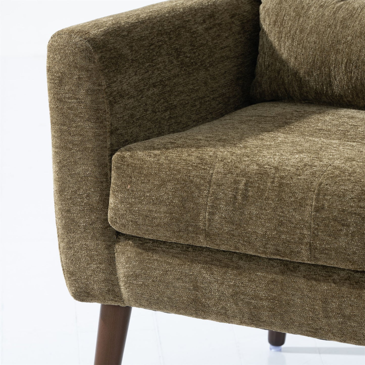 Modern Accent Chair, Arm Chairs For Living Room, Upholstered Mordern Armchair, Comfy Soft Padded Lounge Chair In Small Space, Bedroom, With Pillow, Solid Wood Leg
