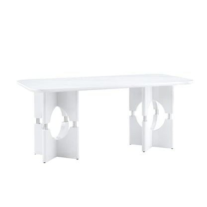 Modern Dining Table With Sleek Hollow-Out Frame And Accents