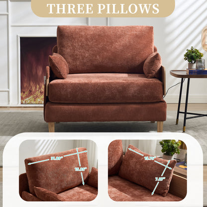 Mid Century Modern Foldable Sofa Bed, 3 In 1 Convertible Sleeper With 3 Pillows