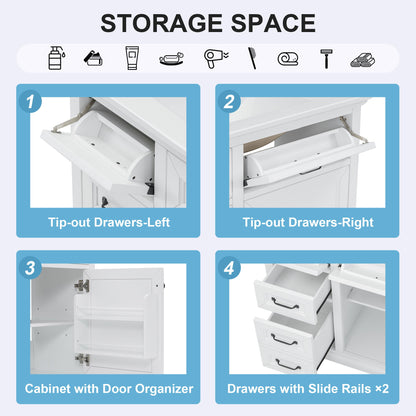 Modern Bathroom Vanity With Sink Top, 4 Drawers And 1 Soft-Close Door