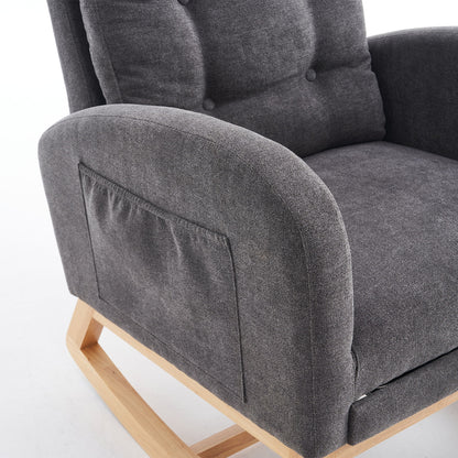 Accent Rocking Chair With Footrest, High Back