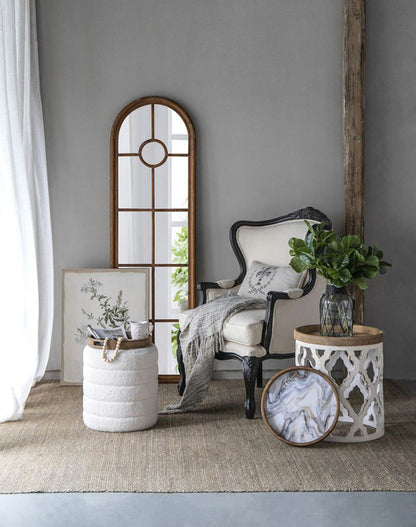 French Country Home Decor Collection (Includes An Artificial Plant, Vase, Trays, Stool And Side Table) (Set of 5) - Multicolor