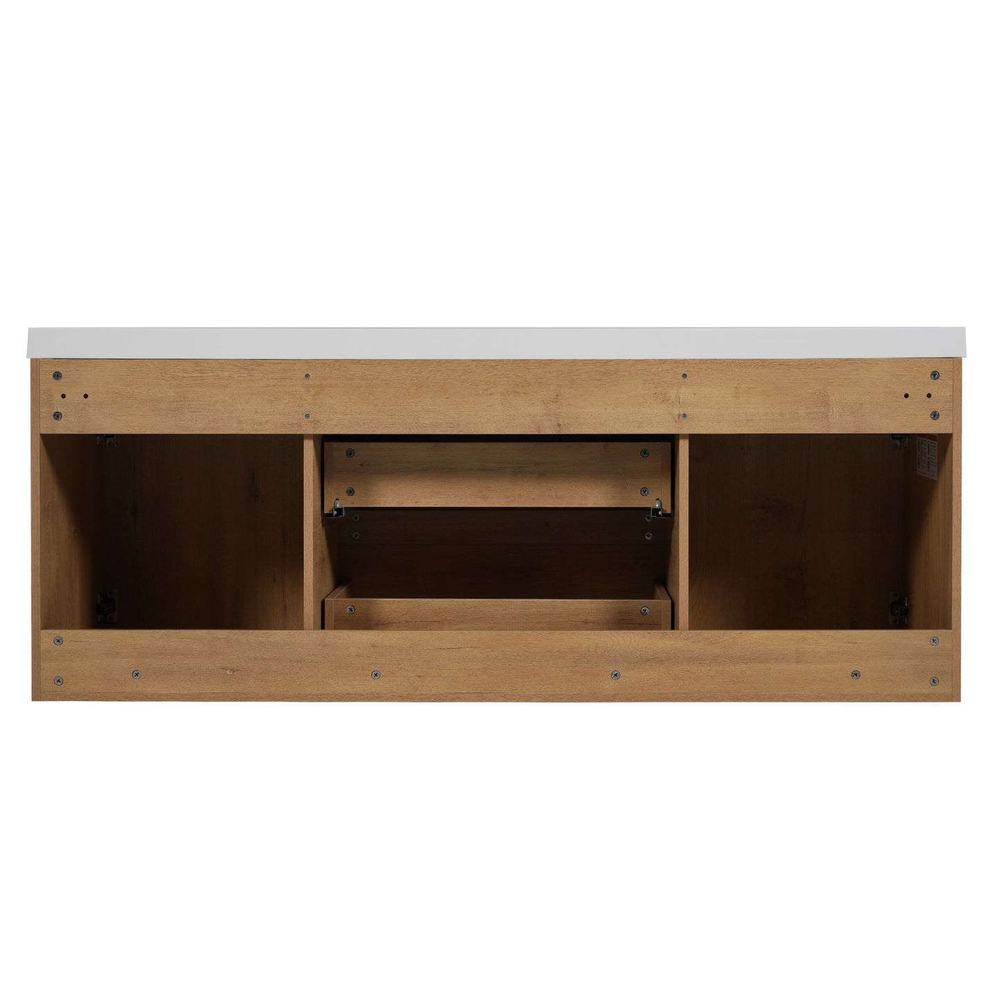 Double Sink Bathroom Vanity, Cabinet & Soft Close Doors, Divided Drawers, Wall Mounted Storage - Wood