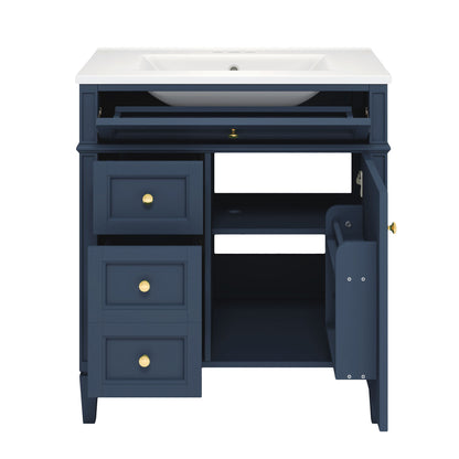Bathroom Vanity With Medicine Cabinet, Royal Mirror Cabinet, Modern Bathroom Storage Cabinet With 2 Soft Closing Doors And 4 Drawers