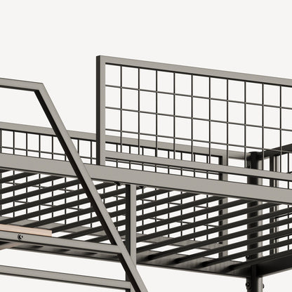 Metal Loft Bed With Built - In Charging Station And LED Light