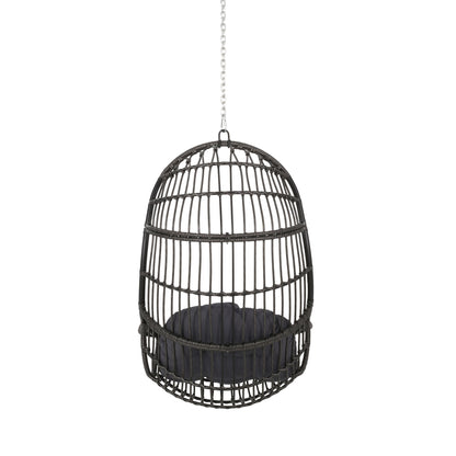 Rustic Hanging Basket Chair With Cushion