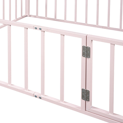 Metal Floor Bed Frame With Fence And Door