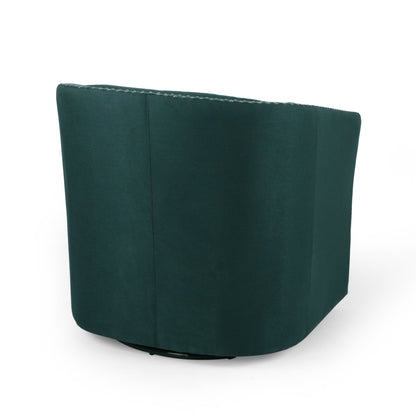Modern Upholstered Swivel Club Chair With Nailhead Trim